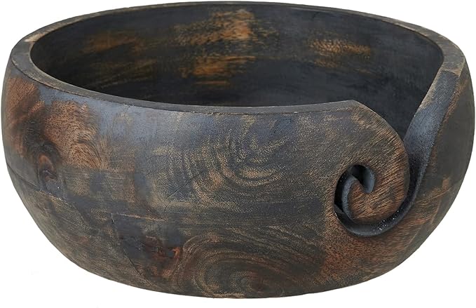 Christmas Gift for Crochet Lovers Wooden Yarn Bowl Knitting Bowl Large Crochet Yarn Holder Handmade Crocheting Accessories and Supplies Organizer 7 x 3 (Gray) for Women
