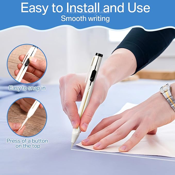 28 Pcs Chalk Pencil Refillable Cartridge Set, Sewing Chalk Pen and White Refill Tailors Pencil for Marking Fabric Patterns
