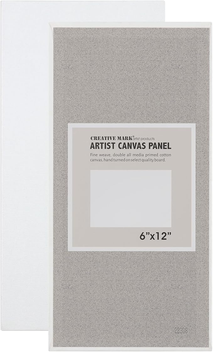 Creative Mark Cotton Canvas Panels 6x12" - 12 Pack - Professional Quality Fine Weave Acrylic Primed Artist Canvas Boards for Painting, Acrylics, Studios, & More