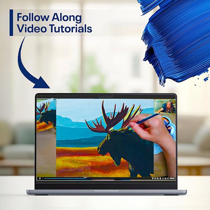 DIY Art Painting Kit for Adults – Learn to Paint Moose with Video Tutorials – 9 Pieces Acrylic Paint Set for Adults –Perfect Christmas Crafts & Holiday Gifts for Art Lovers