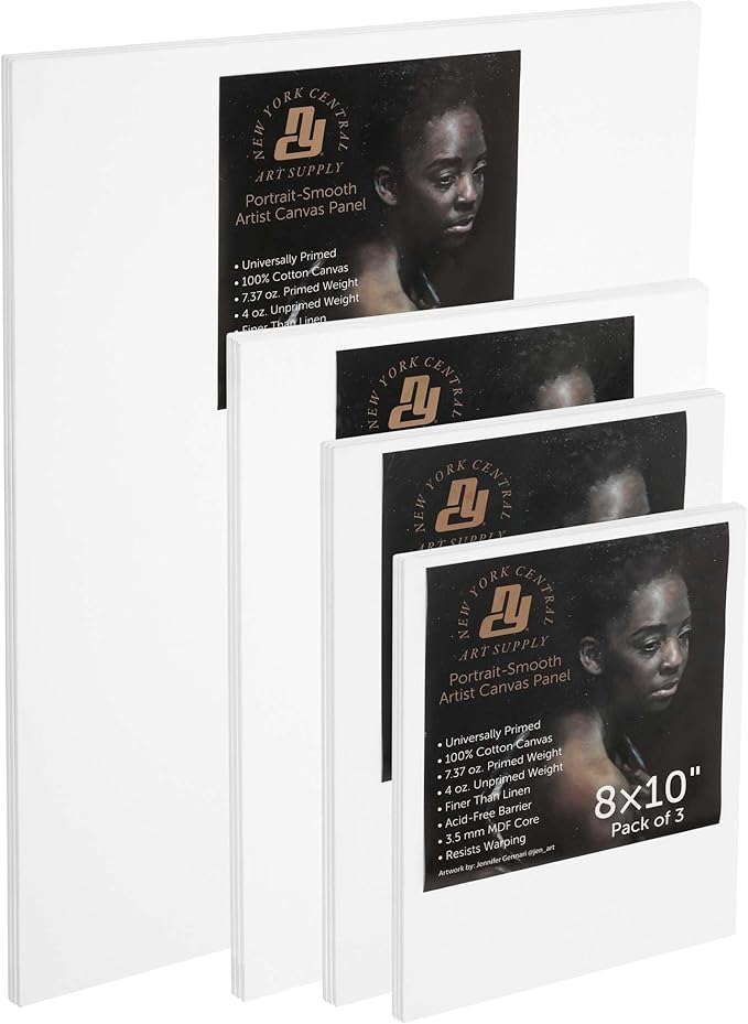 Portrait-Smooth Artist Canvas Panels- Assorted Popular Sizes Set of 12- Professional Quality 100% Cotton Canvas Panels for Painting- Ideal Painting Canvas Panels for Acrylics & Oils
