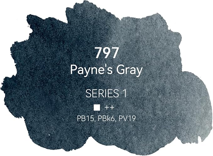 PHOENIX Professional Watercolor Paint - Single Watercolor Half Pan - Payne's Gray 797