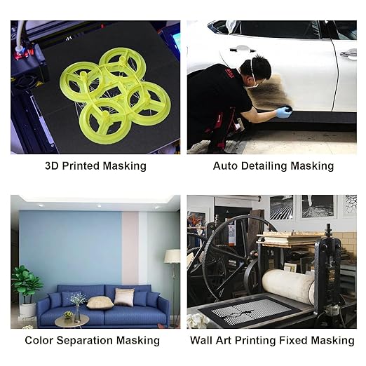 BOMEI PACK Black Wide Painters Tape 6 Inch, Wide Masking Tape 6'' x 55 yds Length, 21-Day Clean Removal for Laser Cutting/Engraving & 3D Printing Painting Tape for Indoor and Outdoor Use