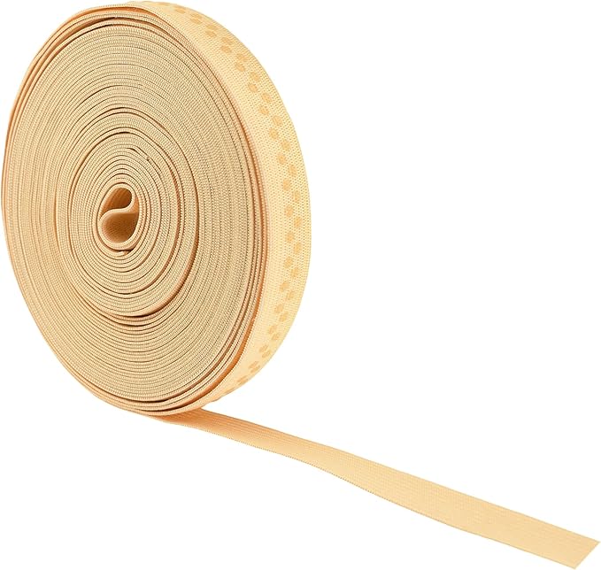 Mandala Crafts 0.5 Inch Elastic Silicone Gripper Tape for Clothing - 10 Yds Dotted Non Slip Elastic Band for Sewing - Blonde Silicone Flat Fabric Stretchy Ribbon Straps