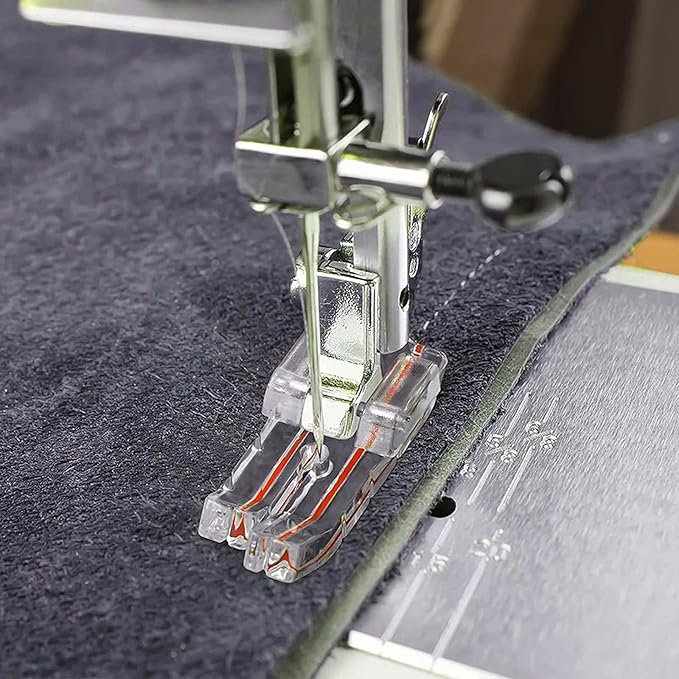2-Piece Clear View 1/4" (Quarter Inch) Patchwork Quilting Presser Foot Set for Low Shank Snap-On Singer, Brother, Janome, Juki, Babylock, Elna, Kenmore, White, Necchi, and More Sewing Machines