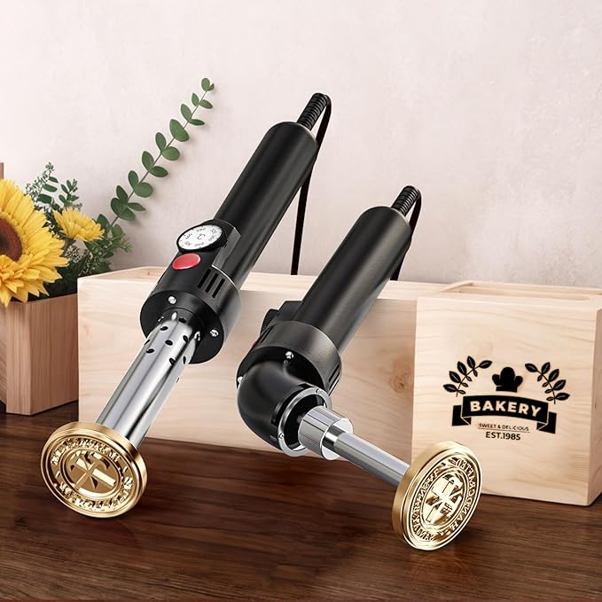 Electric Branding Iron for Wood, Wood Branding Iron Personalized, Custom Woodworking Burning Stamp with LOGO/TEXT,Temperature-Controlled,DIY Wood Burning Tool (E-Straight)
