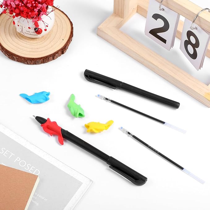 Magic Pens & Refills for Magic Copybooks, Grooved Book Disappearing Ink Pens, Invisible Ink Pen Maker with Writing Grip for Handwriting Reusable Workbooks Practice Drawing