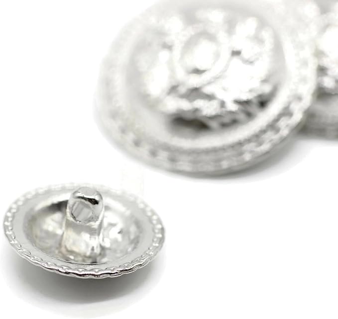 Silver Metal Shank Buttons - 12 Pcs - 5 Size Options - Horse Round Metal Shank Buttons for Men Women Blazer Coat Uniform Shirt Suit and Jacket Sewing Craft DIY N10101