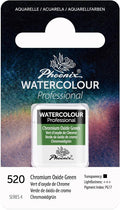 PHOENIX Professional Watercolor Paint - Single Watercolor Half Pan - Chromium Oxide Green 520
