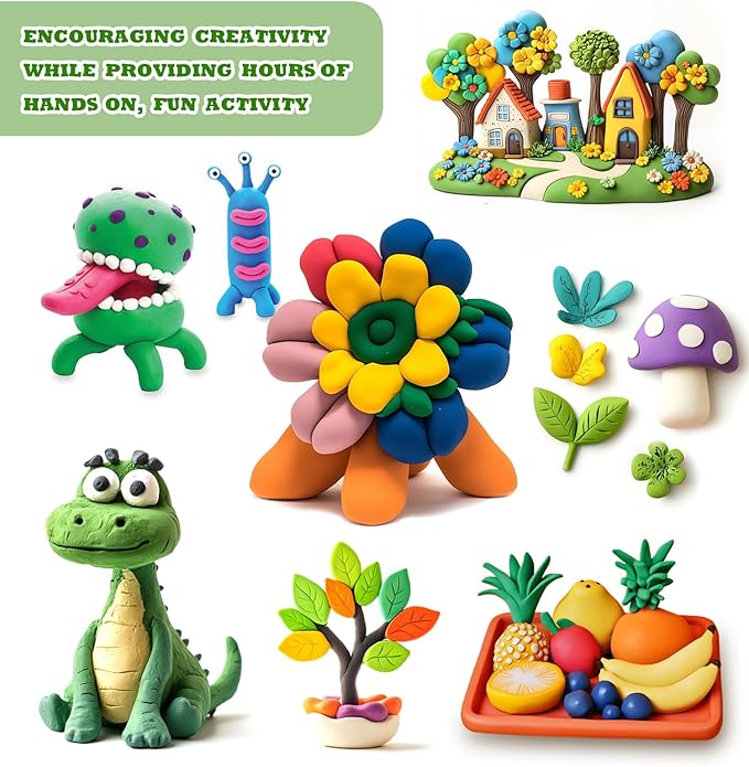 Air Dry Clay 100 Colors Foam Clay Non-Sticky Soft Air Dry Foam Clay, Moldable Super Light Clay with Sculpting Tools, Guide, Perfect for Arts, Crafts