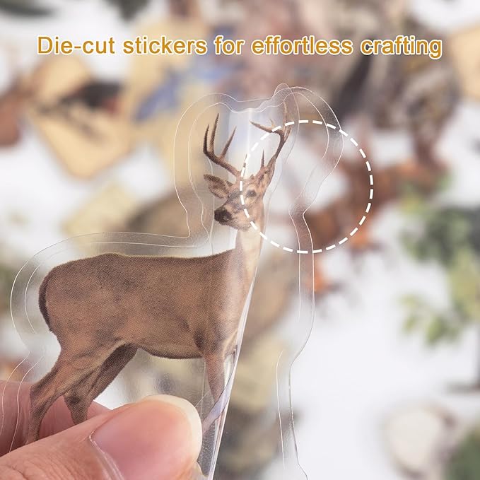 Nature Themed Transparent Pre-Cut Stickers for Scrapbooking, Pack of 240, Flora and Fauna Vintage Aesthetic Decorative Decals for Journaling Photo Album Collage Card Making Crafts