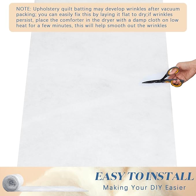 Peryiter 2 Roll Upholstery Quilt Batting 24 Inch x 2 Yard x 1 Inch Polyester Batting Multipurpose Fiberfill Stuffing Fabric for Cushion Pillows Bedspreads Interior Decoration Crafts