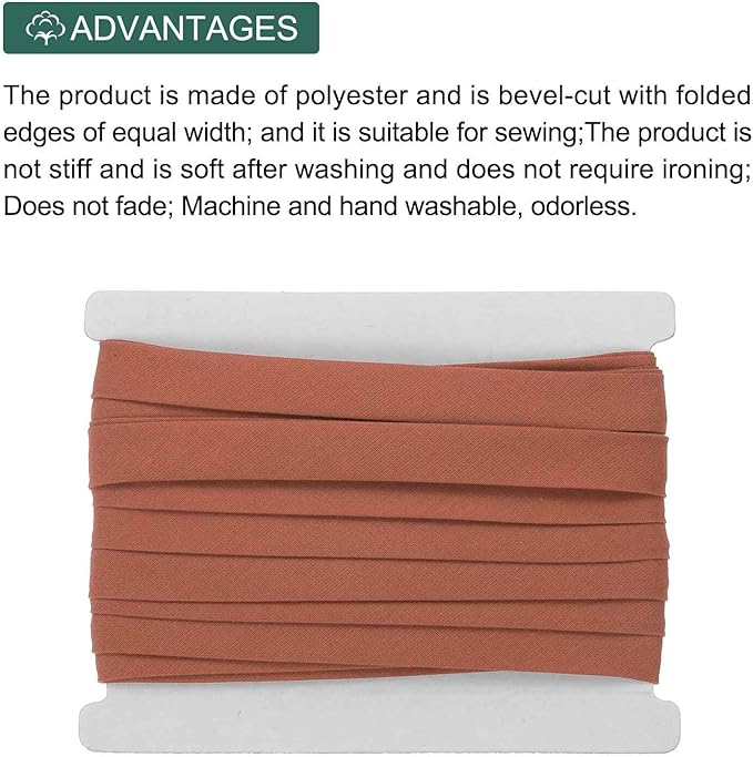 MECCANIXITY 1/2 Inch Double Fold Bias Tape Continuous Bulk Cotton Bias Tape for Sewing Seaming Quilting Hemming Binding Crafts (Rubber Red 6 Yards)