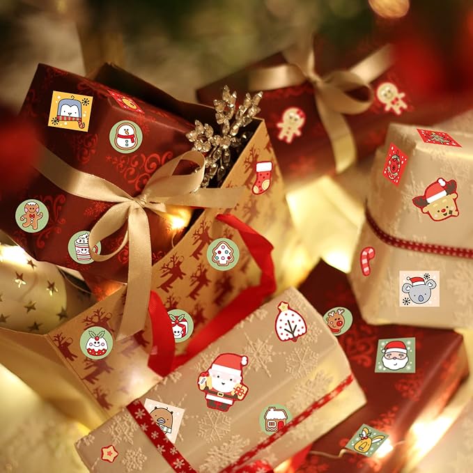 1200 Pieces Christmas Stickers, Xmas Holiday Envelopes Merry Christmas Gift Decorations, Santa Claus, Reindeer, Snowman Winter Stickers for Notebook, Bottles, Mega Sticker Pack Gift for Kids