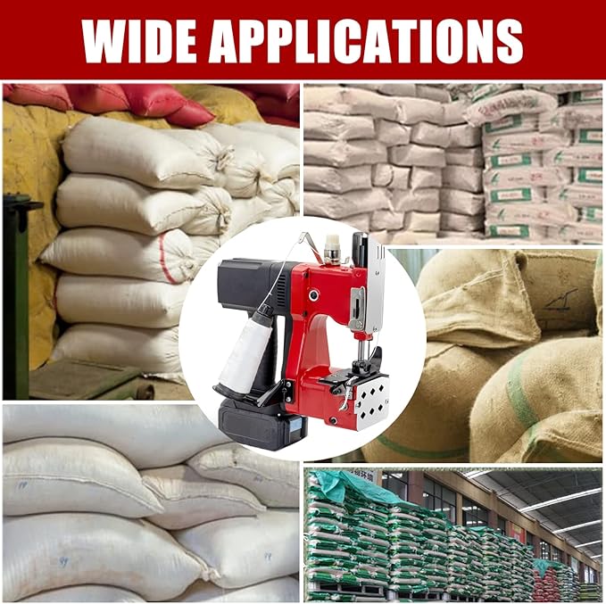 Battery Bag Sewing Closing Machine Cordless Portable Bag Closer Stitcher Packing Machine for Burlap Sack, Canvas,Feed Sacks,Rice Bags, PP Woven Kraft Paper Bag SDRTOP