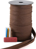 Bias Tape Double Fold 1 inch, Double Fold Bias Binding Tape 55 Yards (Brown) and 4 Pieces Sewing Fabric Chalks for Crafts, Sewing, Seaming, Hemming, Piping, Quilting.