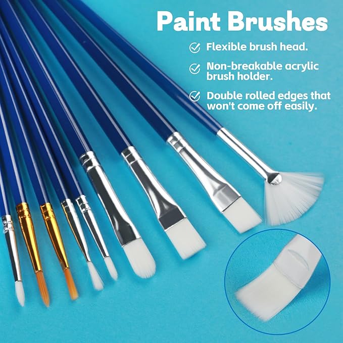 Paint Brushes Set, 20 Sizes Different Painting Brushes Acrylic Paint Brush Set, Paint Brushes Bulk for Nail, Face Art, Craft, Rock Painting and School Project