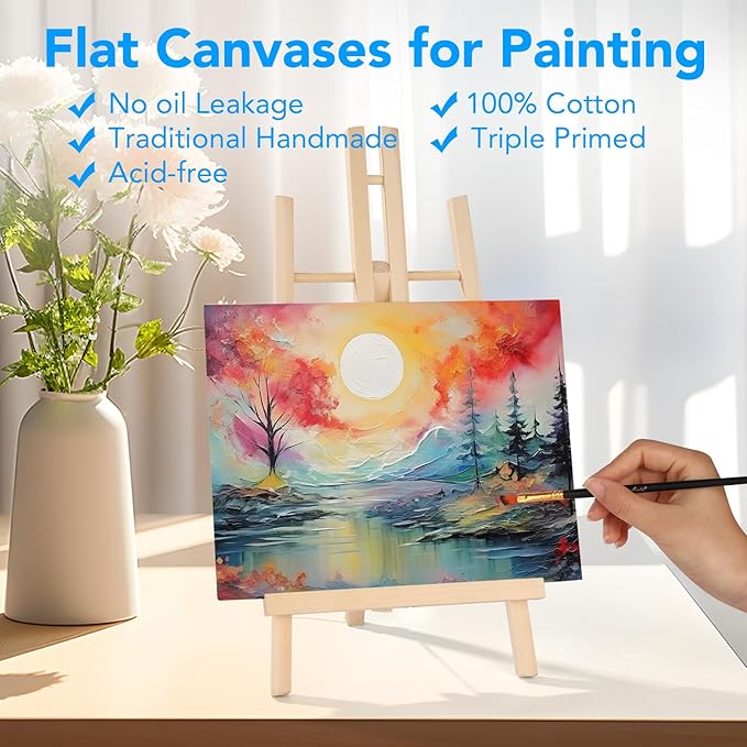 ESRICH 8x10 Canvases for Painting, 70 Pack Canvas Boards for Painting Primed Acid Free Blank Canvas Panels for Oil Paint, Watercolor, Acrylic Paint, Gouache and Tempera.
