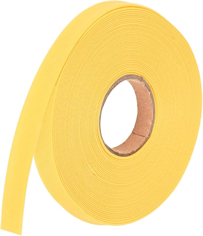 MECCANIXITY 1/2 Inch Double Fold Bias Tape Polyester Continuous Bulk Bias Tape for Sewing,Seaming Quilting Hemming Binding Crafts (Yellow 10 Yards)