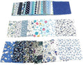 50Pcs 4" x 4" Cotton Craft Fabric Vintage Cotton Fabric Bundle Printed Floral Patchwork Plain Cloth Floral Precut Fabrics for DIY Art Sewing Quilting Scrapbooking (Blue)