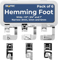 Rolled Hem Presser Foot [6 Sizes] Wide Rolled Hem Foot Set & Narrow Foot Hemmer Set For Brother, Singer & Janome Low Shank Sewing Machines. Hemming Pressure Feet With Distinctive Wide and Narrow Sizes