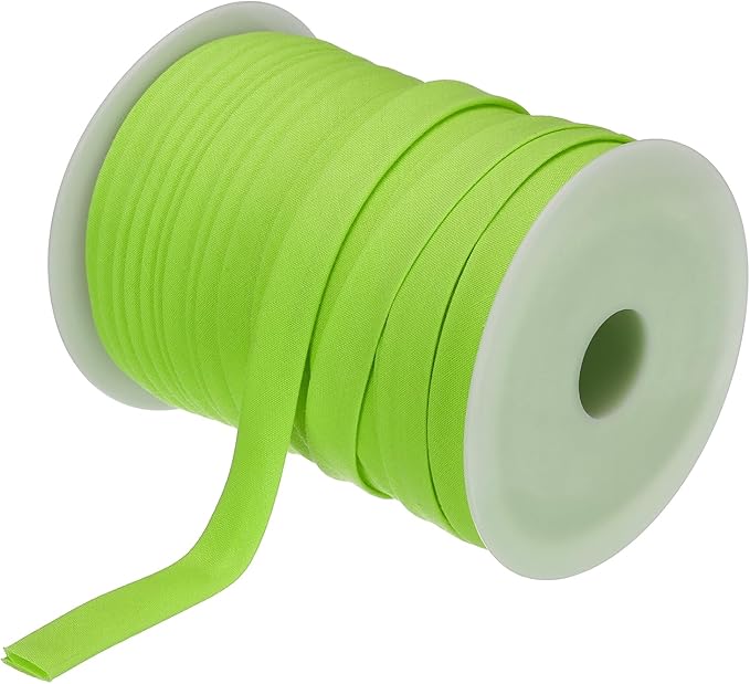 MECCANIXITY 1/2 Inch Double Fold Bias Tape Polyester Continuous Bulk Bias Tape for Sewing,Seaming Quilting Hemming Binding Crafts (Fruit Green 55 Yards)