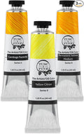Tusc & Pine Artist Oil Paint - 40 ml Set of 3 - Assorted Yellow Colors - Non-Yellowing, Creamy Consistency, Max Pigment Load, Small Batch Milled Oil Paints Developed for Professional Artists