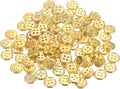 HARFINGTON 100pcs 16L Plastic Sewing Buttons 10mm 3/8" 4-Hole Round Replacement Craft Button for Coats Sewing Clothing and DIY, Gold