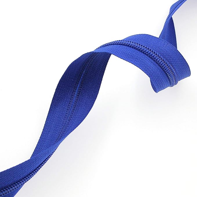 Leekayer #5 Blue Nylon Coil Zippers by The Yards Bulk 10 Yards with 25pcs Sliders for DIY Tailor Sewing Craft,Bag,Luggage,Dress,Sofa Cushion,Pillow(Blue)