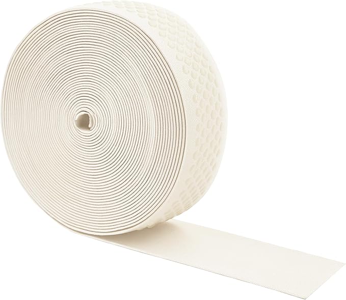 Mandala Crafts 1.5 Inch Elastic Silicone Gripper Tape for Clothing - 10 Yds Dotted Non Slip Elastic Band for Sewing - Off White Silicone Flat Fabric Stretchy Ribbon Straps