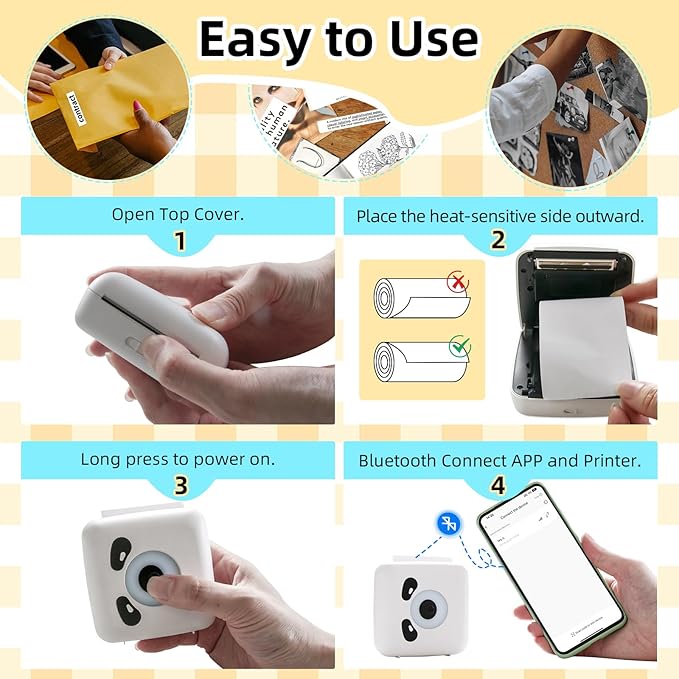 Mini Sticker Printer - Print Pods Mini Printer, 300Dpi Portable Sticker Maker for Kids Scrapbook/DIY/Journal/Travel/Photo, Compatible with iOS&Android