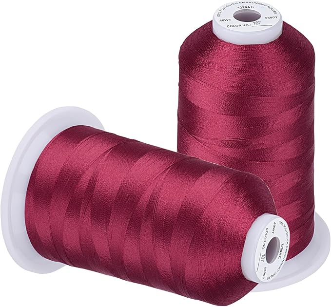 Simthread Embroidery Thread 5500 Yards Dark Fuchsia 107, 2 Huge Spools 40wt Polyester for Brother, Babylock, Janome, Singer, Pfaff, Husqvarna, Bernina Machine
