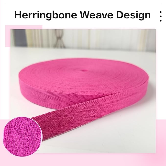 40 Yards Herringbone Twill Tape for Sewing,Pet Collar,Gift Wrapping Home Deco -3/4 inch Rose Cotton Webbing Straps-Natural Bias Binding Tape for Handles, Crafting & DIY Projects