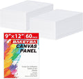 Canvas Boards 60 Pack, 9x12 Inch Painting Canvas Panels White Blank 100% Cotton Art Supplies for Acrylics Oil Watercolor Tempera Paints
