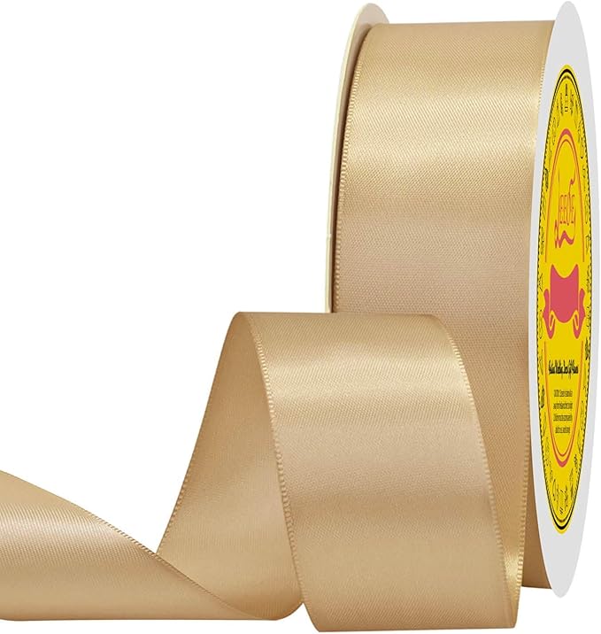 Double Face Gold Satin Ribbon 1-1/2 inch X50Yards Polyester Gold Ribbon for Gift Wrapping Very Suitable for Weddings Party Hair Bow Invitation Decorations and More