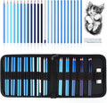 Mifuner Professional Drawing Set, 12 Colored Pencils & 12 Graphite Pencils with Eraser & Case, Art Supplies for Sketching Shading Blending, Gifts for Artists Adults Beginners.Blue Black
