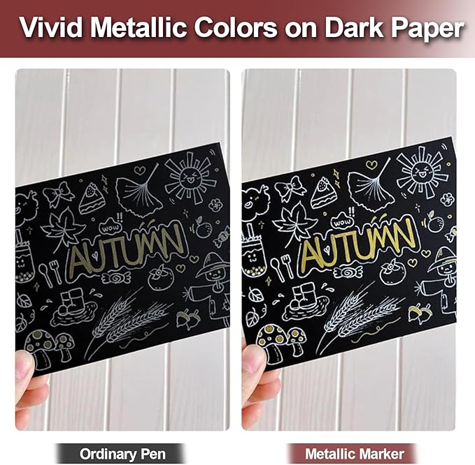Metallic Markers, Christmas Stocking Stuffers for Tween Teen Girls Gifts Trendy Stuff, 30 Fine Tip Scrapbook Pens for Black Paper, Scrapbooking, Card Making, Arts Crafts Supplies Kits for Kids Boys