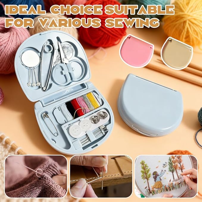 Mini Travel Sewing Kit-6Pcs Sewing Kit with Daisy Stickers Basic Portable Emergency Sewing Repair Kit in Bulk with Threads Scissors Needles for Beginner Traveler Hotel Charity Homeless