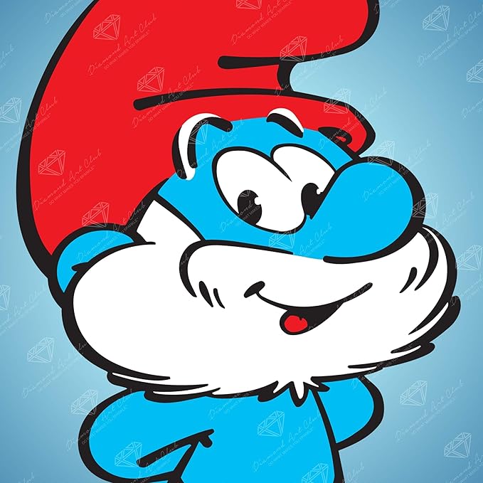 DIAMOND ART CLUB Papa Smurf Diamond Painting Kit, Fun DIY Crafts for Adults, Round Diamond Art Canvas, 9" x 9"