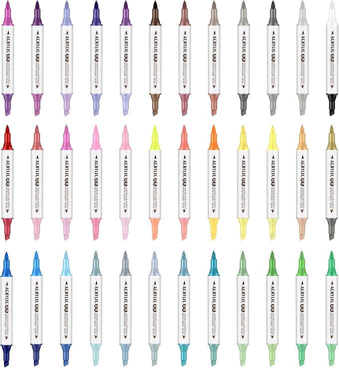 72 Colors Paint Markers, Acrylic Paint Pens with 36 Dual-Color Brush Tips,Waterproof Markers for Rock Painting, Wood, Canvas, Stone, Glass, Ceramic Surfaces, DIY Crafts Making Art Supplies