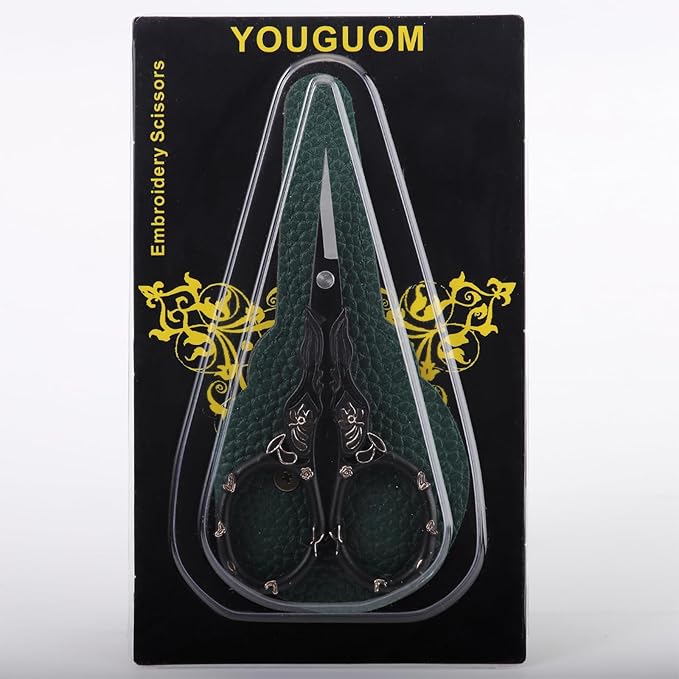 Little Detail Scissors with Case, Sharp Needlework Scissor for Sewing Craft Crochet Cross Stitch Yarn, Thread Snips Small Embroidery Shears Black