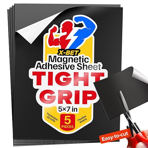Strong Self-Stick Adhesive Magnetic Sheets 5 Pcs (5x7/13x18cm) – Customizable Magnetic Paper for Photo, Magnet Stickers, Labels, Crafts; for Fridge, Lockers, Whiteboards, Office, Projects