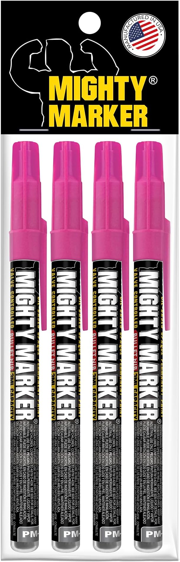 PM-92 Extra Fine Paint Marker, 4 Bonus Tips, 1.0 mm Tip, Xylene Based, Waterproof, Permanent, Valve Action, Manufactured in USA, Pink 4 Pack