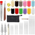 46 Pcs Big Eye Steel Sewing Needle Kit, Portable Stainless Steel Sewing Needle Kit, 25 Steel Needles for Hand Sewing, 12 Colors Threads, Scissor, Storage Bag, DIY Craft Repair Tools for Daily Use﻿