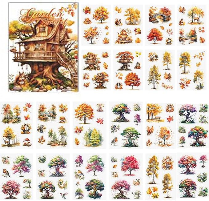 Alideco 20pcs Vintage Scrapbook Stickers Set Flower Butterfly Flower Window Sticker Book for Adults Sticker journaling Stickers for Scrapbooking(qicaisenlin)