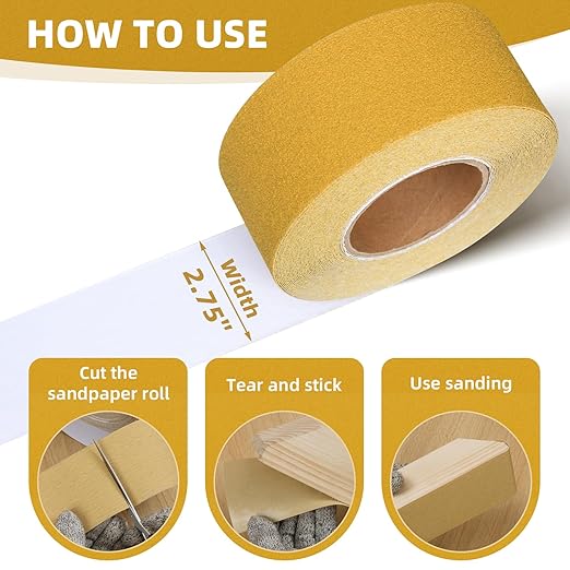 PSA Sandpaper Roll 220-Grit 2-3/4in x 20 Yards Self Adhesive Stickyback Sand Paper Longboard Sandpaper Aluminum Oxide PSA Sanding Disc PSA Sand Paper Rolls Sanding Sheet