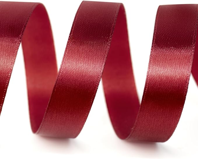 5/8" x 100 Yards Satin Ribbon - Burgundy Silk Ribbon with Spool - Ideal for Gift Wrapping, Floral Bouquets, Crafts, Wedding Party Decorations, Christmas and Sewing Projects