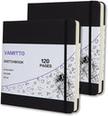 Hardcover Square Sketch Book, 120lb/200GSM Sketchbook Thick Drawing Paper for Marker Watercolor Pencil Mixed Media, Premium Drawing Notebook, 60 Sheets/120 Pages 8x8 Inch Sketch Pad, 2 Pack