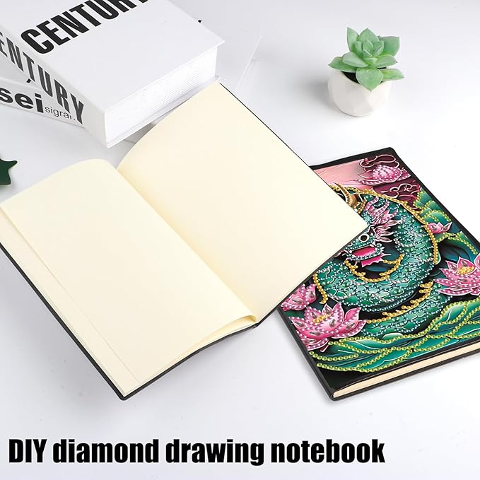 DIY Diamond Painting Notebook Kit, Theme of Fantasy Animals, Special Shaped Diamond Art Notebook Journal Sketchbook for Writing & Drawing