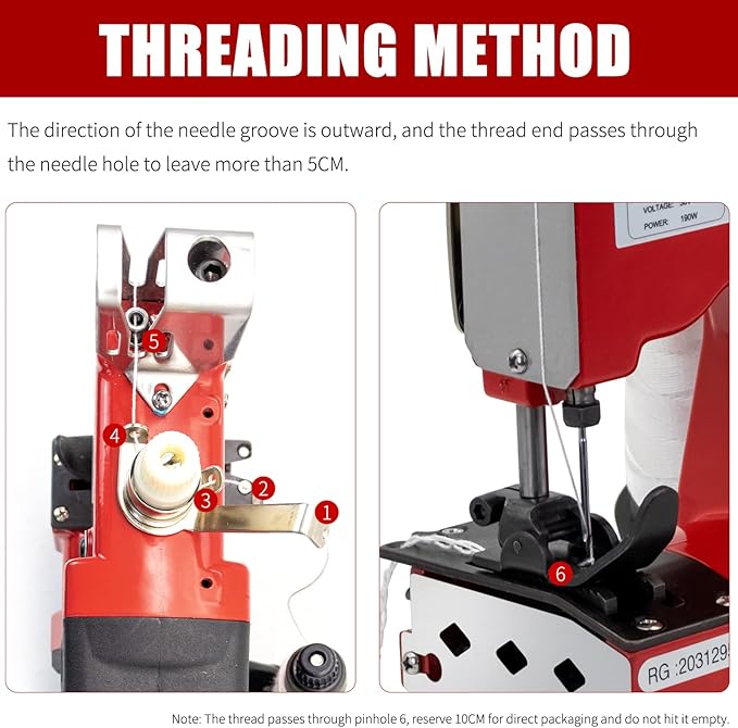 Battery Bag Sewing Closing Machine Cordless Portable Bag Closer Stitcher Packing Machine for Burlap Sack, Canvas,Feed Sacks,Rice Bags, PP Woven Kraft Paper Bag SDRTOP